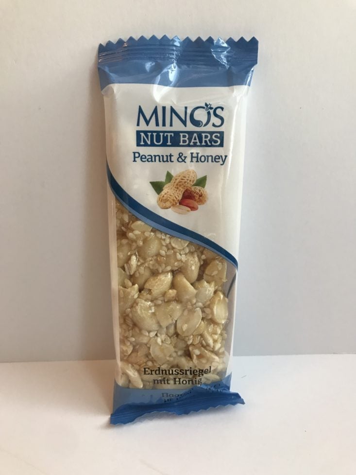 Universal Yums Subscription Box September 2019 - Minos Nut Bar Peanut & Honey Unopened Top