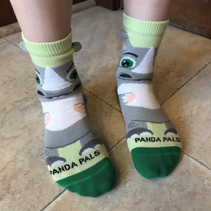 Panda Pals Oct 2019 rhino sock on front
