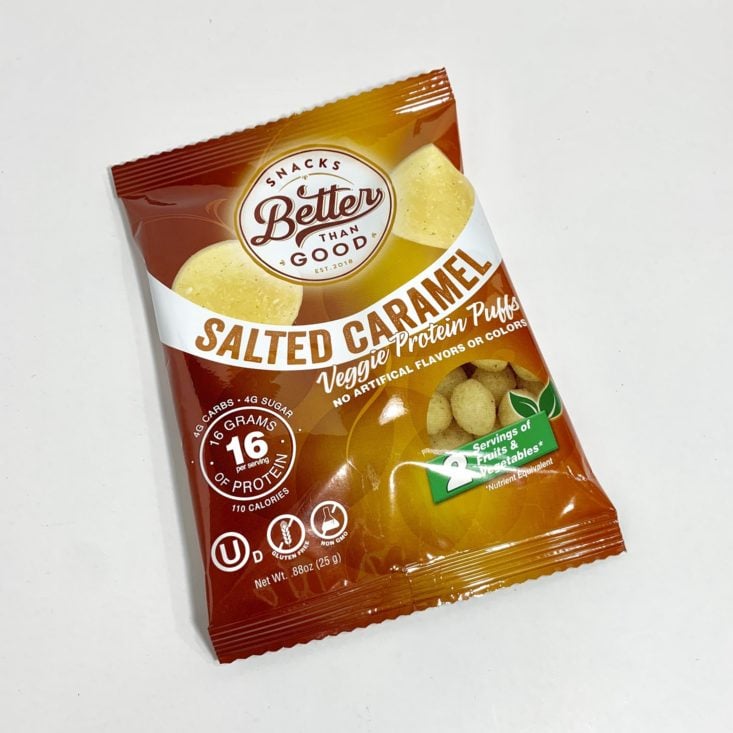 Keto Krate September 2019 - Better Than Good Salted Caramel Protein Puffs Front
