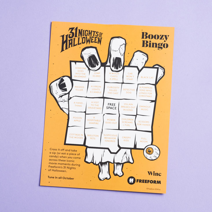 info card back with bingo board
