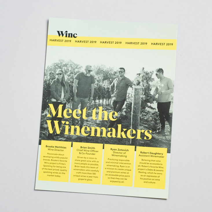 Winc September 2019 - meet the winemakers info card front