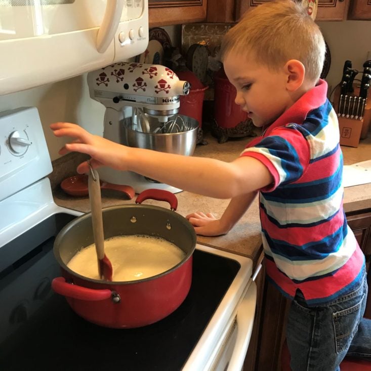 Young Chef's Club November 2019 mixing milk